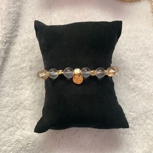 Beautiful clear and gold rustic cuff bracelet